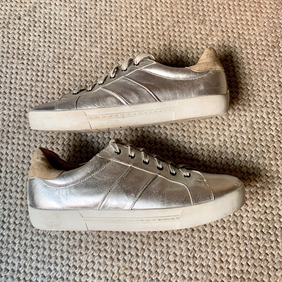 JOIE SILVER LEATHER SNEAKERS - Picture 2 of 7